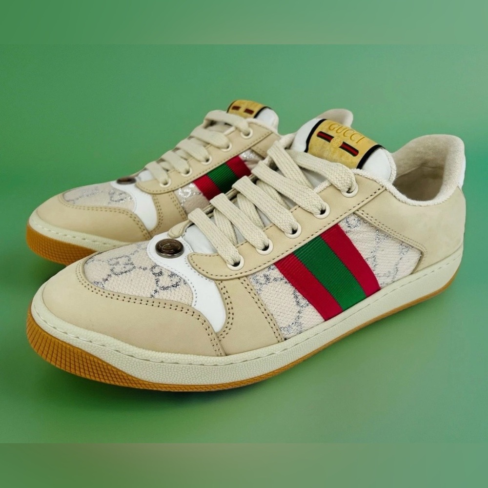 Gucci Screener Ace Women's GG Sylvie Web Enamel Logo Supreme Sneakers EU 41